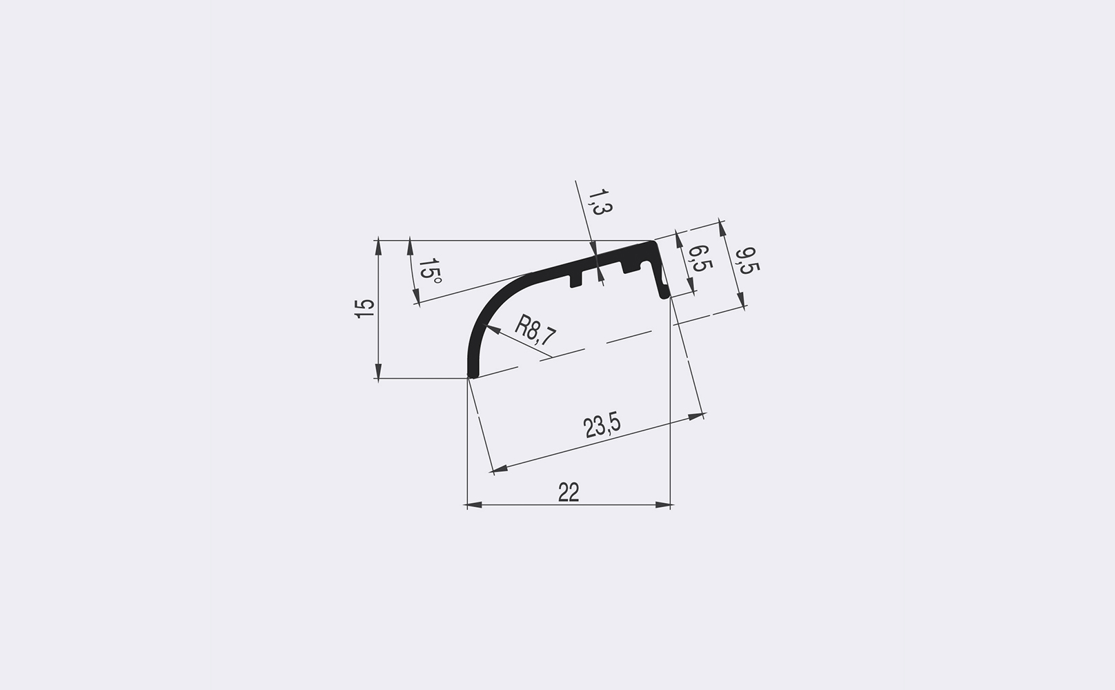 LISTWA PRZYSZYBOWA LPRS 22 S